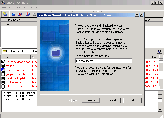 Screenshot of Handy Backup Lite