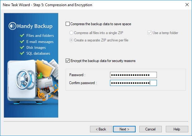 Encrypted Backup with Handy Backup