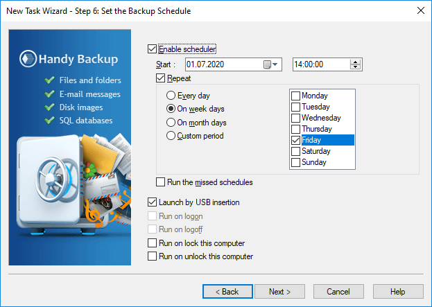 Scheduled Backup with Handy Backup